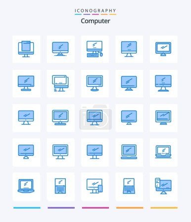 Illustration for Creative Computer 25 Blue icon pack  Such As device. computer. imac. laptop. device - Royalty Free Image