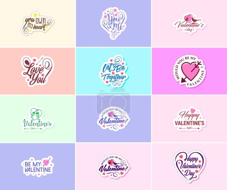 Illustration for Valentine's Day Sticker: A Time for Romance and Creative Expression - Royalty Free Image