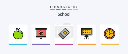 Téléchargez les illustrations : School Line Filled 5 Icon Pack Including education. book. education. edit. draw. Creative Icons Design - en licence libre de droit