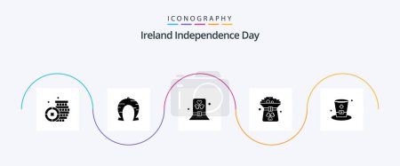 Téléchargez les illustrations : Ireland Independence Day Glyph 5 Icon Pack Including in. green. costume. coin. patrick - en licence libre de droit