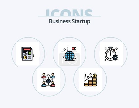 Téléchargez les illustrations : Business Startup Line Filled Icon Pack 5 Icon Design. dollar . man . business. pieces - en licence libre de droit