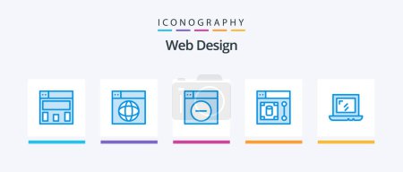 Illustration for Web Design Blue 5 Icon Pack Including laptop. web. design. tool. design. Creative Icons Design - Royalty Free Image