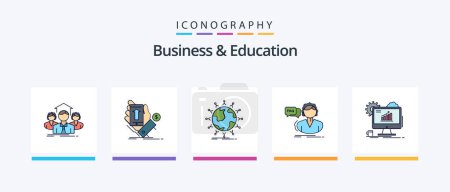 Ilustración de Business And Education Line Filled 5 Icon Pack Including seo. analytics. laptop. law. hammer. Creative Icons Design - Imagen libre de derechos
