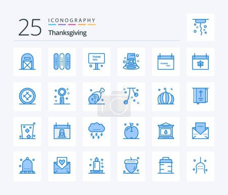 Illustration for Thanks Giving 25 Blue Color icon pack including festival. event. festival. thanks. thank - Royalty Free Image