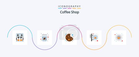 Téléchargez les photos : Coffee Shop Flat 5 Icon Pack Including cafe. signal. bite. shop. coffee - en image libre de droit
