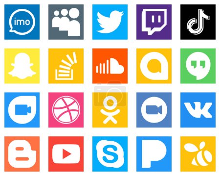 Ilustración de 20 Elegant Social Media Icons such as overflow; question; tiktok and stockoverflow icons. Clean and minimalist - Imagen libre de derechos