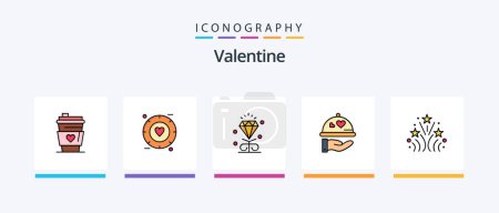 Ilustración de Valentine Line Filled 5 Icon Pack Including merraige. love. arch. day. valentine. Creative Icons Design - Imagen libre de derechos