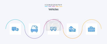 Téléchargez les illustrations : Vehicles Blue 5 Icon Pack Including truck. logistics. vehicles. delivery. forklift truck - en licence libre de droit