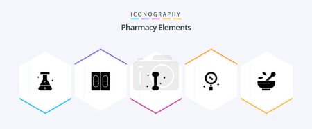 Illustration for Pharmacy Elements 25 Glyph icon pack including pills. medical . health . - Royalty Free Image