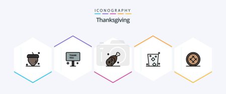 Illustration for Thanks Giving 25 FilledLine icon pack including party. drink. food. celebrate. thanksgiving - Royalty Free Image
