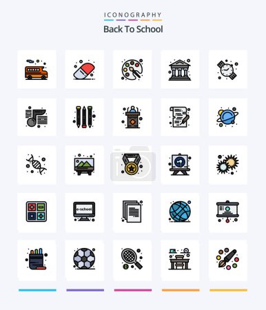 Illustration for Creative Back To School 25 Line FIlled icon pack  Such As note. hand watch. drawing. watch. money - Royalty Free Image