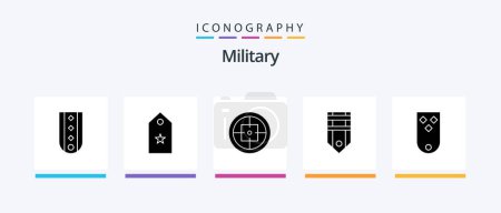 Téléchargez les illustrations : Military Glyph 5 Icon Pack Including rank. badge. star. target. military. Creative Icons Design - en licence libre de droit