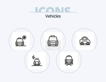 Ilustración de Vehicles Line Icon Pack 5 Icon Design. . lift. car. car. emergency - Imagen libre de derechos