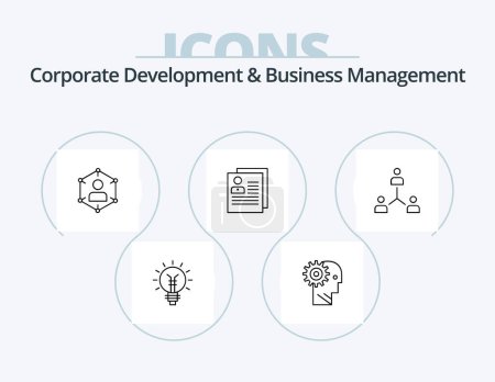 Ilustración de Corporate Development And Business Management Line Icon Pack 5 Icon Design. user. personal. delete. people. communication - Imagen libre de derechos