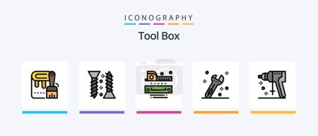 Téléchargez les illustrations : Tools Line Filled 5 Icon Pack Including tools. construction. construction. barrier. tool. Creative Icons Design - en licence libre de droit