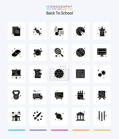 Ilustración de Creative Back To School 25 Glyph Solid Black icon pack  Such As classroom. drawing. genetic. color. school - Imagen libre de derechos