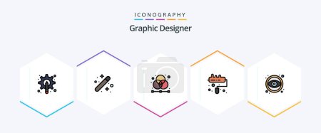 Illustration for Graphic Designer 25 FilledLine icon pack including roller. brush. graphic. grid. designer - Royalty Free Image