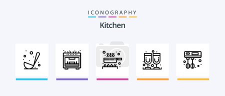 Téléchargez les illustrations : Kitchen Line 5 Icon Pack Including . microwave. cube. kitchen. hot. Creative Icons Design - en licence libre de droit