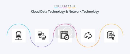 Téléchargez les illustrations : Cloud Data Technology And Network Technology Line 5 Icon Pack Including static. data. file . link. cloud - en licence libre de droit