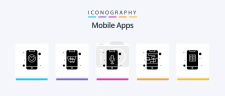 Ilustración de Mobile Apps Glyph 5 Icon Pack Including . map. audio recognition. area. gps. Creative Icons Design - Imagen libre de derechos