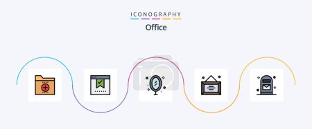 Ilustración de Office Line Filled Flat 5 Icon Pack Including diploma. business. office. reflection. mirror - Imagen libre de derechos