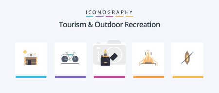 Illustration for Tourism And Outdoor Recreation Flat 5 Icon Pack Including kayak. boat. fire. camping. camp. Creative Icons Design - Royalty Free Image