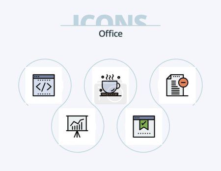 Téléchargez les illustrations : Office Line Filled Icon Pack 5 Icon Design. envelope. online. okay. office. tea - en licence libre de droit