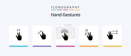 Illustration for Hand Gestures Glyph 5 Icon Pack Including down. two. finger. gestures. tap. Creative Icons Design - Royalty Free Image