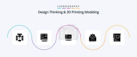 Ilustración de Design Thinking And D Printing Modeling Glyph 5 Icon Pack Including cleander. envelope. education. email. education - Imagen libre de derechos