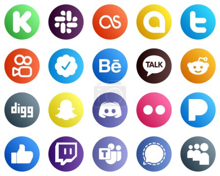 Téléchargez les illustrations : 20 Social Media Icons for All Your Needs such as message. twitter verified badge. discord and digg icons. Creative and professional - en licence libre de droit