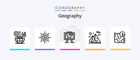 Téléchargez les illustrations : Geo Graphy Line 5 Icon Pack Including earth. globe. globe. nature. plant. Creative Icons Design - en licence libre de droit