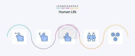 Illustration for Human Blue 5 Icon Pack Including . social. hand. friends. table - Royalty Free Image