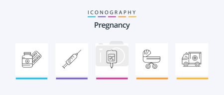 Illustration for Pregnancy Line 5 Icon Pack Including pill. mother. heartbeat. obstetrics. pregnant. Creative Icons Design - Royalty Free Image