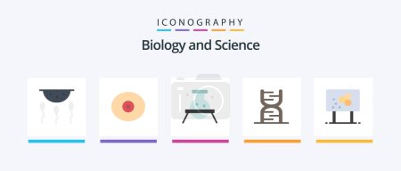 Illustration for Biology Flat 5 Icon Pack Including genetic. code. biochemistry. chain. laboratory. Creative Icons Design - Royalty Free Image
