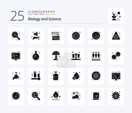 Illustration for Biology 25 Solid Glyph icon pack including science. cell. book. sperm. cells - Royalty Free Image