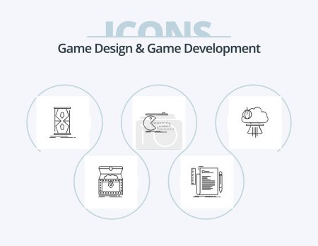 Ilustración de Game Design And Game Development Line Icon Pack 5 Icon Design. shop. cart. special. multiplayer. world - Imagen libre de derechos
