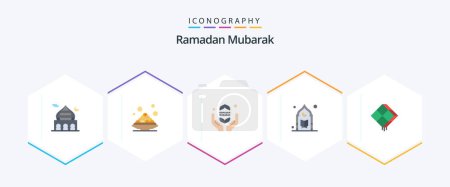 Ilustración de Ramadan 25 Flat icon pack including prayer. muslim. ramadan. islam. ramadhan - Imagen libre de derechos
