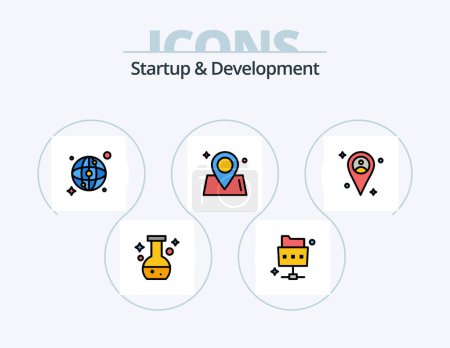 Téléchargez les illustrations : Startup And Develepment Line Filled Icon Pack 5 Icon Design. . folder. time. file. test - en licence libre de droit