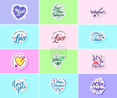 Téléchargez les illustrations : Flowers and Love: Valentine's Day Graphics Stickers - en licence libre de droit
