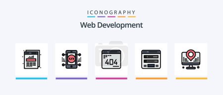 Ilustración de Web Development Line Filled 5 Icon Pack Including programming. com. develop. code. website. Creative Icons Design - Imagen libre de derechos