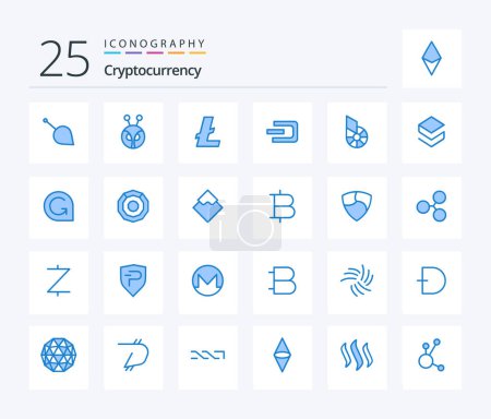 Illustration for Cryptocurrency 25 Blue Color icon pack including bitshares. crypto. crypto currency. coin. money - Royalty Free Image