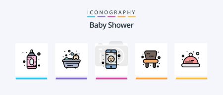 Téléchargez les illustrations : Baby Shower Line Filled 5 Icon Pack Including . dummy. toddler. baby. Creative Icons Design - en licence libre de droit