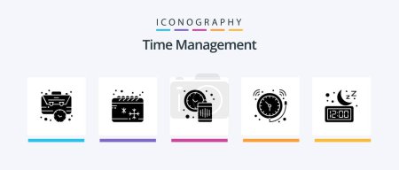 Illustration for Time Management Glyph 5 Icon Pack Including watch. clock. winter. bell. waste. Creative Icons Design - Royalty Free Image