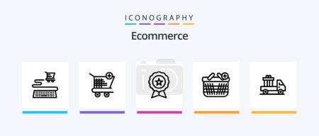Illustration for Ecommerce Line 5 Icon Pack Including offer. shopping. badge. ecommerce. trusted. Creative Icons Design - Royalty Free Image