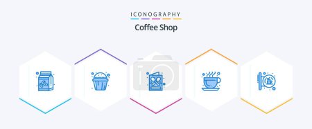 Ilustración de Coffee Shop 25 Blue icon pack including coffee. hot coffee. coffee. coffee. shop - Imagen libre de derechos
