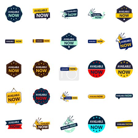 Téléchargez les illustrations : Create a Cohesive Brand Identity with Available Now 25 Vector Banners Pack - en licence libre de droit