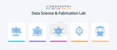 Ilustración de Data Science And Fabrication Lab Blue 5 Icon Pack Including layers. arrange. reporting. resources. info. Creative Icons Design - Imagen libre de derechos
