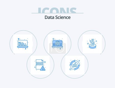 Illustration for Data Science Blue Icon Pack 5 Icon Design. web. global. target. architecture. graph - Royalty Free Image