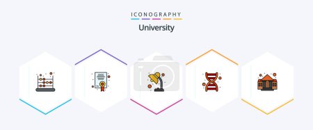Illustration for University 25 FilledLine icon pack including college. lamp. genome. dna - Royalty Free Image