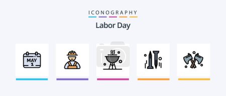 Ilustración de Labor Day Line Filled 5 Icon Pack Including angle . construction . repair. wrench. Creative Icons Design - Imagen libre de derechos